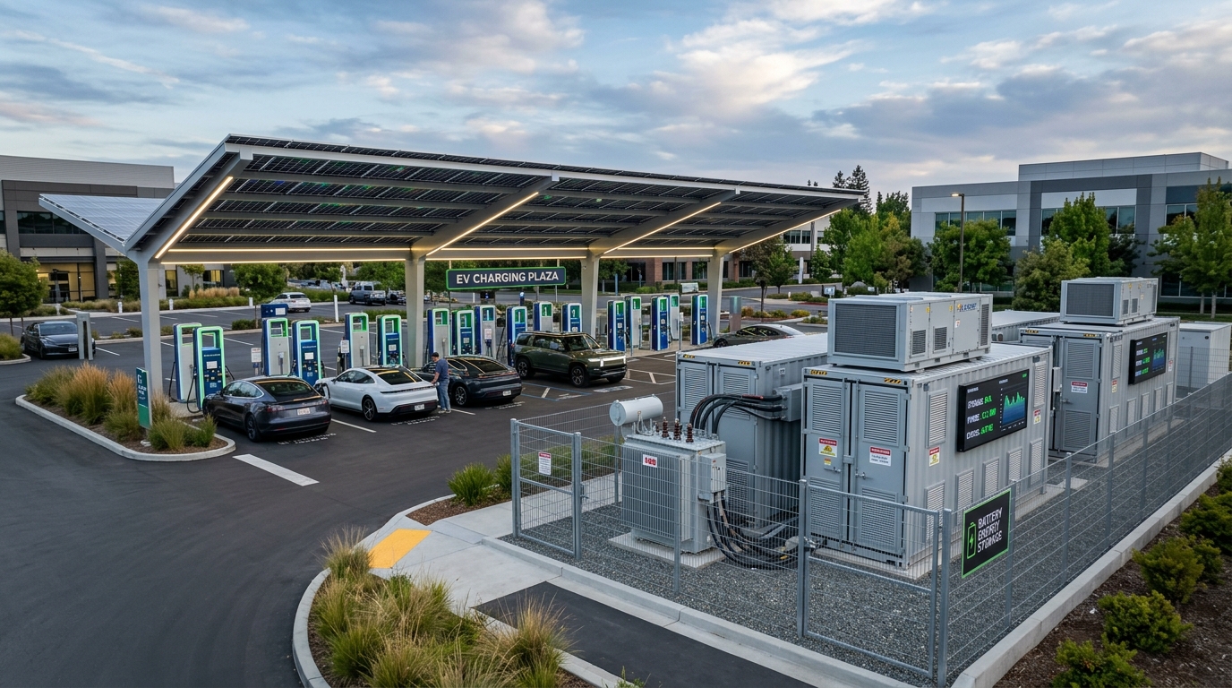 Commercial DC fast EV charging station